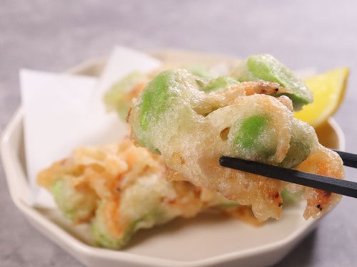 皮むき不要！そらまめと桜えびのフリット